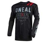 O'NEAL | Maillot | Motocross Enduro | Matière Respirante, Protection rembourrée des Coudes, conçu pour Une liberté de Mouvement maximale | Maillot Element Dirt | Adulte | Noir/Gris | Taille S