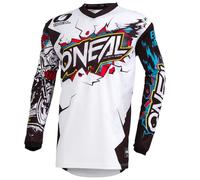 O'NEAL | Maillot Motocross Manches Longues | Enfants | MX MTB Mountainbike Enduro | Protection Coudes Cousue, col V, matériau Respirant | Maillot Element Youth Villain | Blanc | Taille M