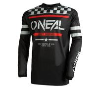 O'NEAL | Maillot Motocross Manches Longues | MX Enduro | Protection Coudes rembourrée, col V, Respirant | Maillot Element Squadron V.22 | Adulte | Noir Gris | Taille M