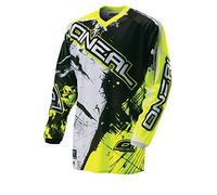 O'NEAL | Maillot Motocross | MX Enduro | Protège-coude rembourré, col en V, Respirant | Element Jersey Shocker | Adulte | Jaune Fluo | Taille M