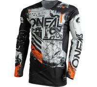 Oneal Mayhem Scarz V.22 Maillot de motocross, Noir/Blanc/Orange, Taille M