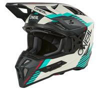 ONeal EX-SRS Quin, casque de motocross XS Mat Gris Clair/Turquoise/Noir/Rouge Mat Gris Clair/Turquoise/Noir/Rouge