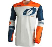 O'Neal Moto Jersey, MX MTB Cross Shirt - Jersey HAZE V.22 - Bleu Orange, léger, durable, 4-way stretch, trous d'aération découpés au laser, tailles S-XXL, taille:S
