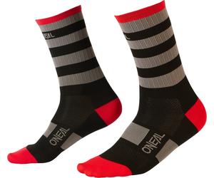 Oneal Performance Stripe Chaussettes de cyclisme, noir-gris-rouge, taille 39 40 41 42 pour homme