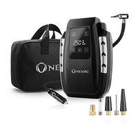 OneAmg Compresseur à Air Portatif 12V, Digital Portable 12V 150W Auto Gonfleur Pneus Voiture, Electrique Compresseur Air Numérique avec Lampe LED, 3M Câble pour Voiture Vélo (Argent)