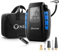 OneAmg Compresseur à Air Portatif 12V, Gonfleur Pneus Voiture 120W, Electrique Compresseur Air avec Affichage Digital et Lumière LED, 3M Câble pour Voiture Vélo (Bleu)