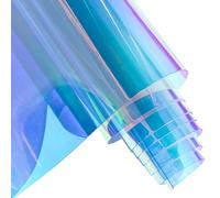 ONEART | Vinyle plastique irisé holographique de calibre 16, 40,6 x 137,2 cm, tissu vinyle transparent bleu irisé