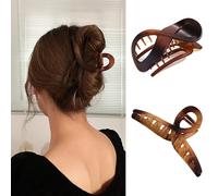 Oneasmot Lot de 2 pinces à cheveux plates Ambre mat pour tous types de cheveux (caramel)