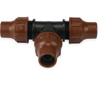 ONEAWELT Raccord en T BF-32 Lock Quick 16mm (Diverse) (16mm x 16mm x 16mm) | Raccord d'irrigation goutte à goutte pour tuyau goutte-à-goutte (série XF) Raccord 3 voies Marron