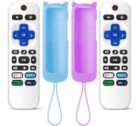 ONEBOM Lot de 2 télécommandes de rechange blanches pour TV Roku avec coque de protection en silicone souple (phosphorescent), télécommande universelle pour TCL/Hisense/Onn/Element/Sharp/Philips Roku