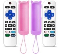 ONEBOM Lot de 2 télécommandes de rechange blanches pour TV Roku avec coque de protection en silicone souple (phosphorescent), télécommande universelle pour TCL/Hisense/Onn/Element/Sharp/Philips Roku