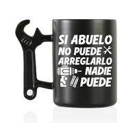 Onebttl Abuelo Cadeaux pour la fête des pères, tasse à café Abuelo avec poignée à clé de petite-fille et petit-fils, 400 ml Tasse amusante en céramique pour grand-père - Abuelo Can Fix