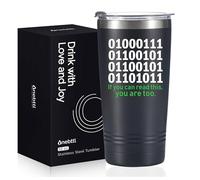 Onebttl Cadeau de programmeur pour homme et femme, cadeaux pour la journée du programmeur, un anniversaire et Noël, gobelet isotherme en acier inoxydable de 591 ml - If you can read this