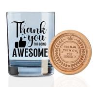 Onebttl Cadeau de remerciement pour homme, Thank You for Being Awesome, verre à whisky avec dessous de verre pour collègues, employés, The Men The Myth The Legend,