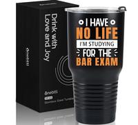 Onebttl Cadeau d'examen de bar, cadeaux amusants pour avocat, étudiants diplômés - I Have No Life I'm Studying for the Bar Exam, tasse de voyage isotherme noire de 887 ml