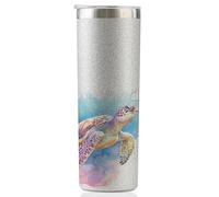 Onebttl Cadeau tortue de mer pour les amateurs de tortue de mer, femmes, filles, cadeaux pour fille, épouse, amoureux de l'océan pour Noël, anniversaire, gobelet isotherme à paillettes de 591 ml en