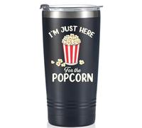 Onebttl Gobelet en acier inoxydable de 591 ml avec paille et couvercle pour homme et femme pour Noël, anniversaire, noir - I'm just here for the Popcorn
