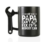 Onebttl Papa Gifts for Father's Day Mug à café avec poignée à clé de petite-fille et petit-fils, 382,7 g/400 ml Tasse amusante en céramique pour grand-père - Papa Can Fix