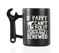 Onebttl Pappy Gifts for Father's Day Mug à café avec poignée à clé de petite-fille et petit-fils, 400 ml Tasse humoristique en céramique pour grand-père - Pappy Can Fix