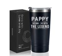Onebttl Pappy Gifts Gobelet de la part de petites-filles et petits-fils pour Noël, anniversaire, fête des pères, tasse en acier inoxydable avec couvercle, 590 ml - The Man The Myth The Legend