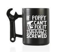 Onebttl Poppy Gifts for Father's Day Mug à café coquelicot avec poignée à clé de petite-fille et petit-fils, 400 ml Tasse humoristique en céramique pour grand-père - Poppy Can Fix