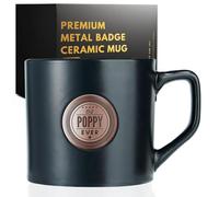 Onebttl Tasse à café pour la fête des pères avec badge doré de la part de petite-fille et petit-fils, 450 ml Tasse en céramique pour Noël, anniversaire - Best Poppy Ever