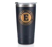 Onebttl Tasse The Man The Myth The Legend avec initiale E, gobelet de voyage en acier inoxydable monogrammé pour homme, tasse à café personnalisée, cadeau d'anniversaire personnalisé pour lui, 591 ml