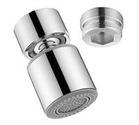 ONECE Aérateur de Robinet, Mousseur de Rechange pour Robinets de Cuisine, Embout de Mitigeur avec 2 Jets Orientable à 120°, Buse Filetage Externe M22 ou Fil Interne M24, Matériau ABS Durable, Chromé