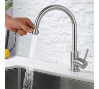 ONECE Robinet de Cuisine avec 2 Jets, Mitigeur Chaud et Froid en Acier Inoxydable, Robinettrie avec Bec Rotatif, Mitigeur Pivotant à 360°, Mousseur Démontable, Brossé