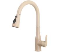 ONECE Robinet de Cuisine avec Douchette Couleur Avoine, Mitigeur Evier 3 Jets d'eau, Robinettrie Extractible Rotatif 360°, Acier Inoxydable, Cartouche Céramique