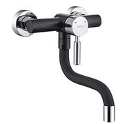 ONECE Robinet de Cuisine Mural Noir, Mitigeur Evier Pivotant à 360°, Robinetterie Encastré Monocommande En Acier Inoxydable 304, Aérateur ABS Démontable Anti-Éclaboussures