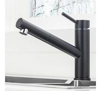 ONECE Robinet de Cuisine Noir avec Douchette 2 Jets aux Choix, Mitigeur Evier Extractible Rotatif à 360°, Robinettrie Chaude et Froide Réglable en Acier Inoxydable SS304