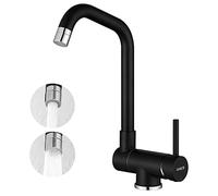ONECE Robinet de Cuisine Noir Rabattable avec 2 Jets Modes, Mitigeur Evier Repliable Sous Fenêtre Pivotant à 360°, Robinettrie Pliable Acier Inox SS304, Eau Chaude et Froide Réglable