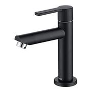 ONECE Robinet de Lavabo Eau Froide Uniquement, Mitigeur Salle de Bains en Laiton Durable, Robinet Lave-Mains Aérateur Démontable, Robinetterie pour Toilettes Invités, Cartouche Céramique, Noir