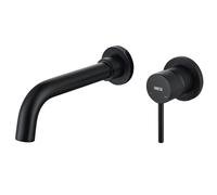 ONECE Robinet de Lavabo Mural, Mitigeur Mural en Laiton Haut de Qualité, Robinettrie Salle de Bains Encastré, Robinet Froid et Chaud Rotation à 360°, Noir