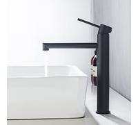 ONECE Robinet de Lavabo Noir pour Vasque à Poser, Mitigeur de Vasque, Robinettrie de Lavabo Haut Salle de Bains en Acier Inoxydable Résistant à l'usure, Mousseur Remplaçable