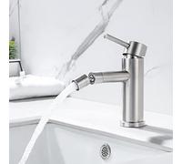 ONECE Robinet de Lavabo pour Salle de Bains, Mitigeur Lavabo en Acier Inoxydable Brossé, Robinet Monocommande pour Lavabo et Bidet avec Bec Orientable, Robinetterie Aérateur Démontable