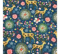 ONECHANCE Tissu Coton Lin Motif Imprimé Fleur Tissus au Metre Matériel DIY Couture pour Rideau Patchwork Artisanats Tissu a Coudre 100x150cm Color Cerf Sika Size 1 mètre