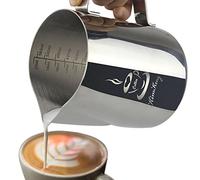 OneChois Pichet d'aspirateur en Acier Inoxydable - (600ML) Couteau à Lave au Lait Coupe Deux côtés Échelles de Mesure pour Cappuccino Expresso Milk Coffee Latte Art Maker