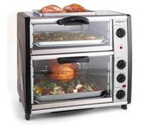 oneConcept All-You-Can-Eat Four électrique double compartiment avec plaque de grill (total 42L : 28L + 14L) - 2400W - Inox argent