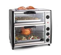 oneConcept All-You-Can-Eat four double - four électrique, deux compartiments séparés, 42 litres, plaque de gril, 2400 W, température réglable: 60-240°C, acier inoxydable, argenté