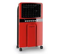 oneConcept Baltic Red Rafraichisseur d'air/ventilateur mobile (65W avec fonction humidificateur/ionisateur, 3 niveaux de puissance, mobile, 400m³/heure, roulettes pour déplacement facile) - rouge