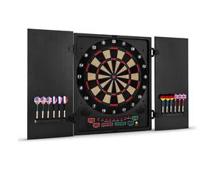 Oneconcept Dartmaster 180 - Jeu de fléchette, Jeux de fléchette électronique, Cible flechette, 27 Jeux, 150 Variantes, 8 Joueurs Max, 9 Touches, Affichage LED, 12 fléchettes
