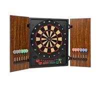 OneConcept - Dartmaster 180, Jeu de fléchettes électronique, Tableau de fléchettes pouvant accueillir jusqu'à 8 Joueurs, adversaire virtuel, Affichage LED, 12 Couleur Marron