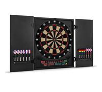 OneConcept Cible électronique Dartmaster 180 Bois, 27 jeux, 150 variantes, jusqu'à 8 joueurs, Noir