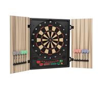 OneConcept - Dartmaster 180, Jeu de fléchettes électronique, Tableau de fléchettes pouvant accueillir jusqu'à 8 Joueurs, adversaire virtuel, Affichage LED, 12 Couleur Beige