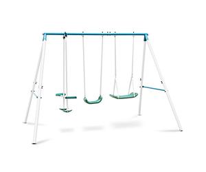 OneConcept Olav - balançoire Enfant d'exterieur - Cordes Solides, sièges Plastique résistant (pour Enfants de 3 à 8 Ans, Poids Total supporté jusqu'à 120kg, résiste aux intempéries) - Bleu