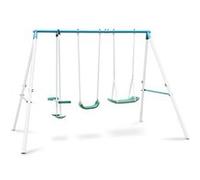 oneConcept Olav Double balançoire de jardin enfant vis à vis -bleue G