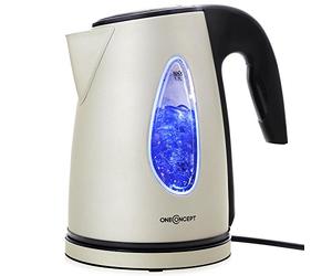oneConcept SS17 Bouilloire design sans fil - Conception Cool Touch et effet lumineux - Théière (2200W, 1,7L) Structure acier inox - crème
