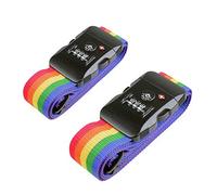 OneCreation Bagages Sangles Ceinture de Valise TSA Approuvé réglable Sangle à Bagages Emballage Ceinture avec 3 Chiffres Combinaison Code Sécurité verrous, Rainbow 2 Packs
